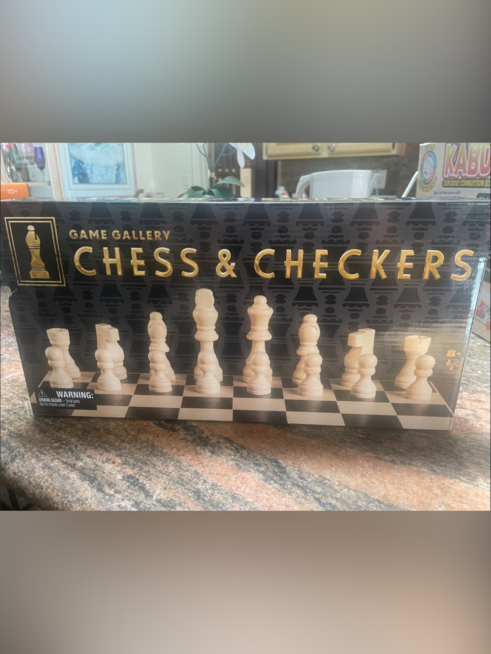 Gallery Chess & Checkers Set - Black & Gold The box has a small damage